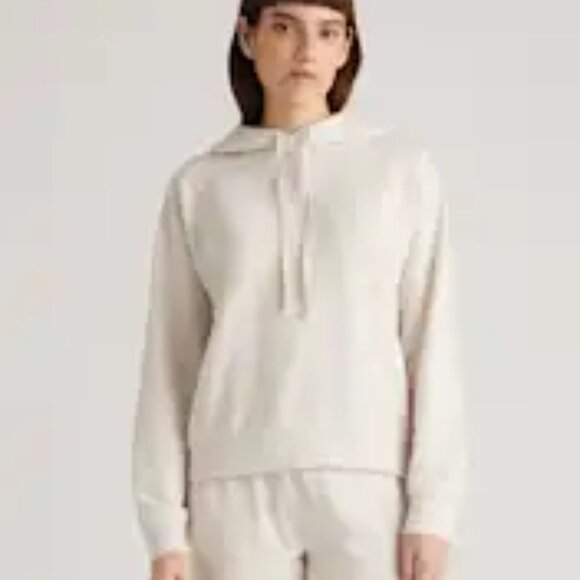 Quince Tops - Quince SuperSoft Fleece Pullover Hoodie Off-White Extra Small